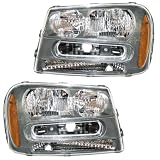 This Is A Brand New Aftermarket Headlight Assembly Pair That Fits A 02 03 04 05 06 07 08 09 2002 2003 2004 2005 2006 2007 2008 2009 Chevrolet Trailblazer LTZ EXT LT North Face LS SS Passenger Driver Side Right Left Hand RH LH Clear Lens With Bulbs Composite Combination Type DOT SAE Approved 15930644 25970915 GM2503213 GM2502213