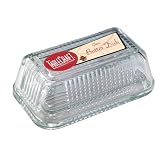 Tablecraft H122 Ribbed Glass Butter Dish by Tablecraft