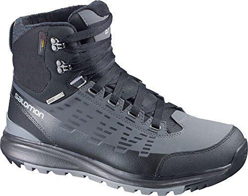 Salomon Mens KaÃ¯po Mid CS WP Shoes Black / Autobahn / Pewter 9 and Race Headband Bundle