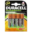 Duracell Supreme AA 2450mAh Rechargeable Pack of 4 Batteries