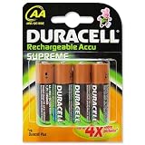 Duracell Supreme AA 2450mAh Rechargeable Pack of 4 Batteries