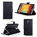 Bear Motion Case for Note 4 - Premium Folio Wallet Case Cover with All-around TPU Inner Case and Snap Button Closure for Galaxy Note 4 (Black)