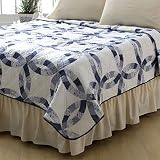 Sarah Blue Wedding Ring Print Quilt - King