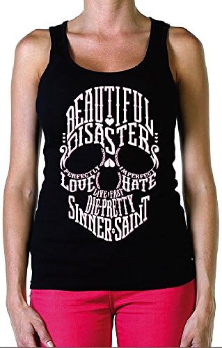 Women's Beautiful Disaster Bella Disastre Black Tank Top L