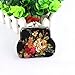 Mikey Store Women Lady Retro Vintage Flower Small Wallet Hasp Purse Clutch Bag (Black )