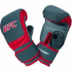 UFC Official MMA Adult Neoprene Bag Gloves - Grey/Red / Small/Medium