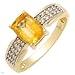 FPJ High Quality Ring With 1.65ctw Precious Stones - Genuine Clean Diamonds and Citrine in Yellow Gold - Certificate Available.