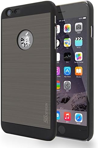 SG Design iPhone6 Plus Case, Lighting Alu Series for iPhone 6 Plus [ 5.5-Inch] Dual Layer with Brushed Metal Style Shell Black-Titanium Silver