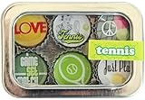 Tennis Bottle Cap 6 pc Magnet Set w/ Case