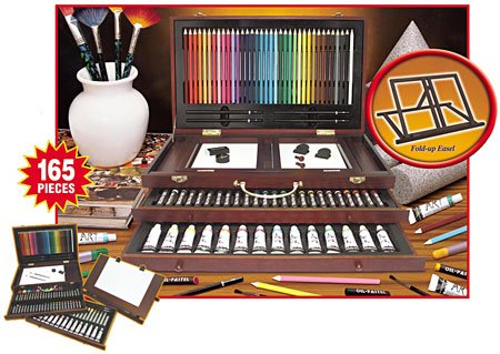 Childrens Toyshop  Toys : 165 piece Wood Art Set w/Fold Up Easel