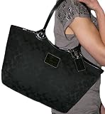 Coach Bleecker Large Black Signature Tote Bag - 14385