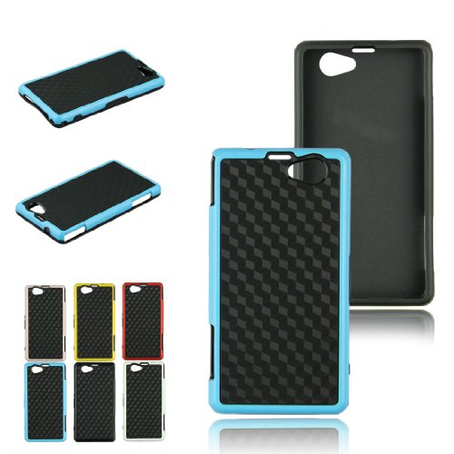 Voberry Solid Pattern Hybrid Case Skin Hard PC TPU Cover For Sony Xperia Z1 Compact M51w (Blue)