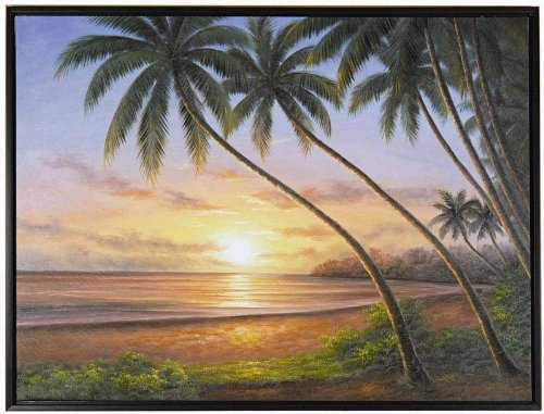 Hand Painted Oil Painting on Canvas in Sunset Beach Pattern