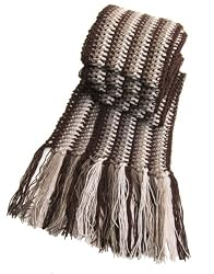 Handmade Pure Cotton Artisan Scarf - Mocha Blend (100% Hand-crocheted/extra Long)
