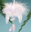 4.5" Christmas Morning Ballet Slippers with Feathery Angel Wings Ornament