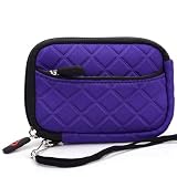 Purple Quilted Neoprene Sleeve Carrying Case with Front Zipper Pocket for Disney Princess Digital Point & Shoot Camera + EnvyDeal Velcro Cable Tie