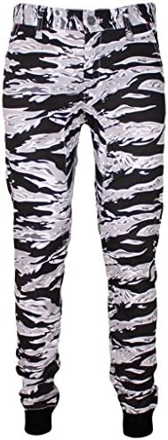 Kayden K Mens Tapered Ribbing Tiger Camo Jogger Pants (34, Snow)