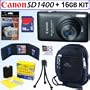 Canon PowerShot SD1400IS 14.1 MP Digital Camera (Black) + 16GB Accessory Kit