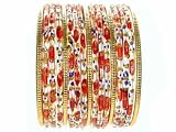 Beachcombers! Ethnic Glass Indian Wedding Bridal Bollywood Bangles Belly Dance Bracelets Set Dark Red Gold