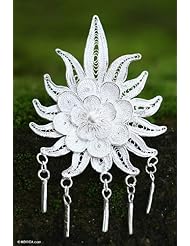 Sterling silver brooch, Flower on Fire