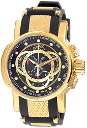 Gold Tone S1 Quartz Chronograph Black Dial Strap