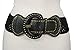 TFJ Women Fashion Belt Faux Leather Hip High Waist Dark Gold Studs Buckle S M Black