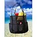 Mesh Family Beach Tote - Black Whale Bag w Black Carabiner Hook by Saltwater Canvas