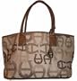 Etienne Aigner Purse Handbag Modern Tote Collection Neutral Logo/Saddle