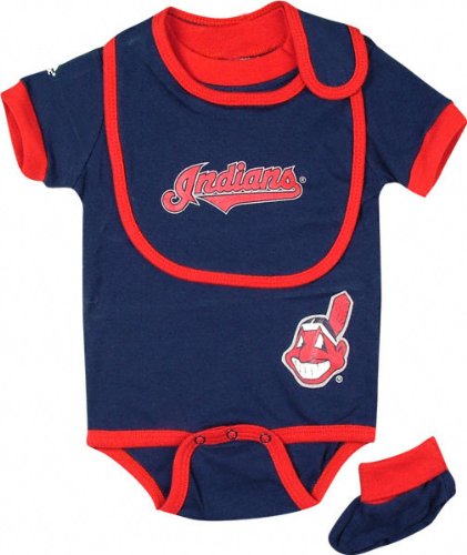 Cleveland Indians Baby Bib and Bootie Creeper Set