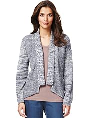 Indigo Collection Pure Cotton Space-Dye Military Cardigan