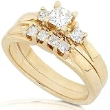 1/2ctw Three-Stone Diamond Wedding Rings Set in 14kt Gold (HI/SI2-I1)