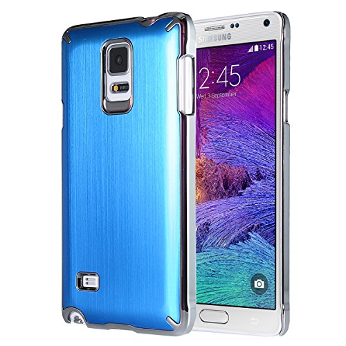 Note 4 Case, Galaxy Note 4 Case, ULAK Samsung Galaxy Note 4 Case Brushed Chrome Luxury Steel Aluminum Plastic Cover Hard Back Protective Case for Galaxy Note 4 (2014) Blue