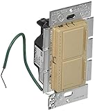 Lutron MA-L3L3-MS Maestro 300 Watt (top)/300 Watt (bottom) Single Pole Dual Dimmer, Mocha stone by L