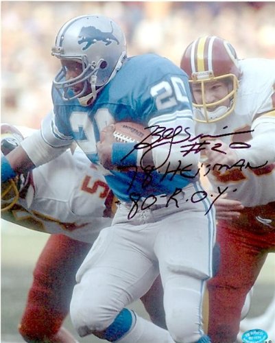 Billy Sims Autographed/Hand Signed 8x10 Photo (Detroit Lions) inscribed 78 Heisman 80 ROY