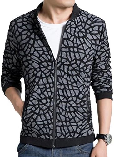YYNS Men's Fashion Cotton Slim Fit Stand Collar Outwear Jacket Black 4XL