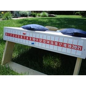 Click here to buy Corn Hole Game Bag Toss Decal Overlay Magnetic Scoreboard Red on White.