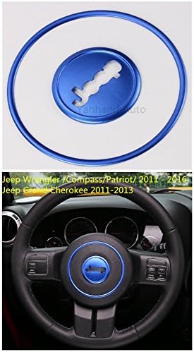 Yahhand Auto Interior Aluminum Steering wheel decorative Cover Trims for Jeep Wrangler / Compass/Patriot 2011 - 2016 Jeep Grand Cherokee 2011-2013 2pcs