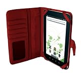 Produkt-Bild: Navitech echte rote 7 Zoll bycast Leder flip Trage Tasche / Cover im Buch Stil f&uuml;r das Odys Space 7 Zoll Tablet