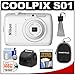 Nikon Coolpix S01 Digital Camera (White) with 2 Cases + Spudz + Accessory Kit