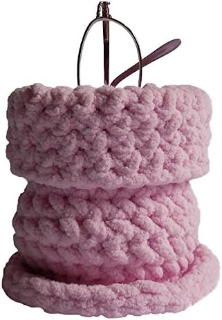 Hand Crocheted Soft Eyeglass Basket - Upright Standing Eyeglass Case or Eyeglass Holder for Desktop, Nightstand, and Countertop - Pink