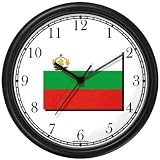 Flag of Bulgaria - Bulgarian Theme Wall Clock by WatchBuddy Timepieces (Slate Blue Frame)
