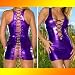 New Sexy Purple Vinyl Open Back Mini Dress