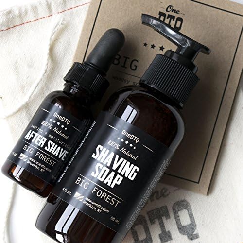 Big Forest Wet Shaving Kit for Men- 100% Natural &amp; Organic- Includes Liquid Shaving Soap 4 fl oz and Aftershave Balm 1 fl oz - fights razor burn, shaving irritation, razor bumps and ingrown hair