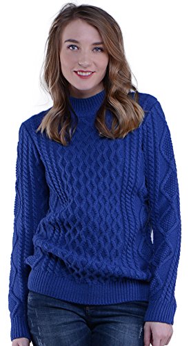 Knit&love® Women's Mock-Neck Long Sleeve Loose Thick Cable Knit Pullover Sweater