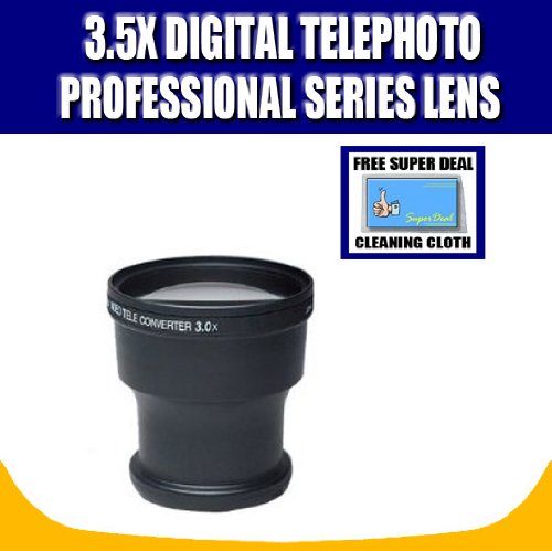 3.5x Digital Telephoto Professional Series Lens For The Panasonic PV-GS19, PV-GS29, PV-GS31, PV-GS35, PV-GS36, PV-GS39, PV-GS50, PV-GS59, Mini Dv Camcorders + Exclusive Complimentary Super Deal Micro Fiber Lens Cleaning Cloth