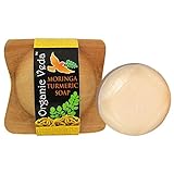 Organic Veda Moringa Turmeric Herbal Soap. ★ Plant Based Vitamains and Minerals. ★ Mild and Gentle Daily Care.