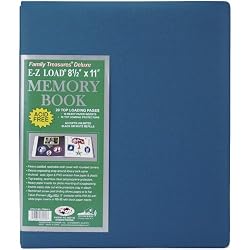 Pioneer 8-1/2 Inch by 11 Inch Family Treasures Deluxe Fabric Postbound Album, Seabreeze Blue