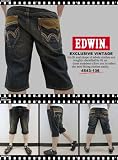EDWIN/エドウィン403XVSウエスタンフラップジップ濃ユーズド加工デニムハーフパンツ
