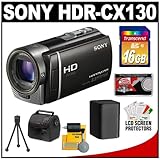 Sony Handycam HDR-CX130 1080p HD Video Camera Camcorder (Black) with 16GB C ....