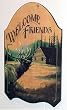 Welcome Friends Elk Rustic Lodge Sign